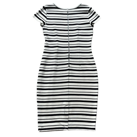 Ann Taylor Black and White Striped Ponte Knit Midi Dress Size SP - Picture 4 of 11